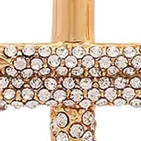 Lab Created Men's 18k gold plated stainless steel simulated diamond nail style cross pendant
