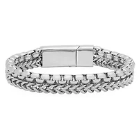 Men's stainless steel box chain and rounded box chain bracelet