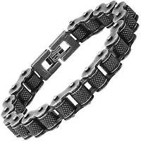 Men's oxidized stainless steel bicycle chain bracelet
