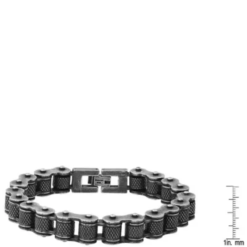 Men's oxidized stainless steel bicycle chain bracelet