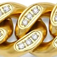 Lab Created Men's 18k gold plated stainless steel and simulated diamonds 14mm cuban link chain bracelet