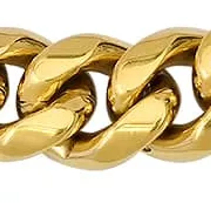Lab Created Men's 18k gold plated stainess steel and simulated diamonds cuban link chain bracelet