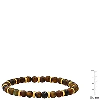 Men's tiger eye and 18k gold plated stainless steel beaded bracelet
