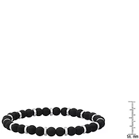 Men's black lava and stainless steel beaded bracelet