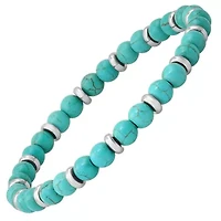 Men's turquoise agate and stainless steel beaded bracelet