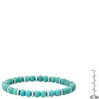 Men's turquoise agate and stainless steel beaded bracelet