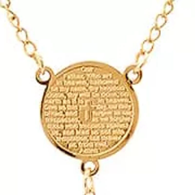 Men's 18k gold plated stainless steel and tiger eye Lords prayer rosary