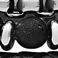 Men's black leather, stsainless steel, black lava, hematite beads 3pc bracelets set