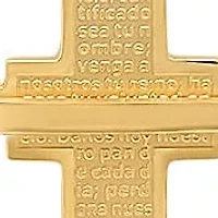 Men's 18k gold plated stainless steel padre nuestro cross pendant with bar