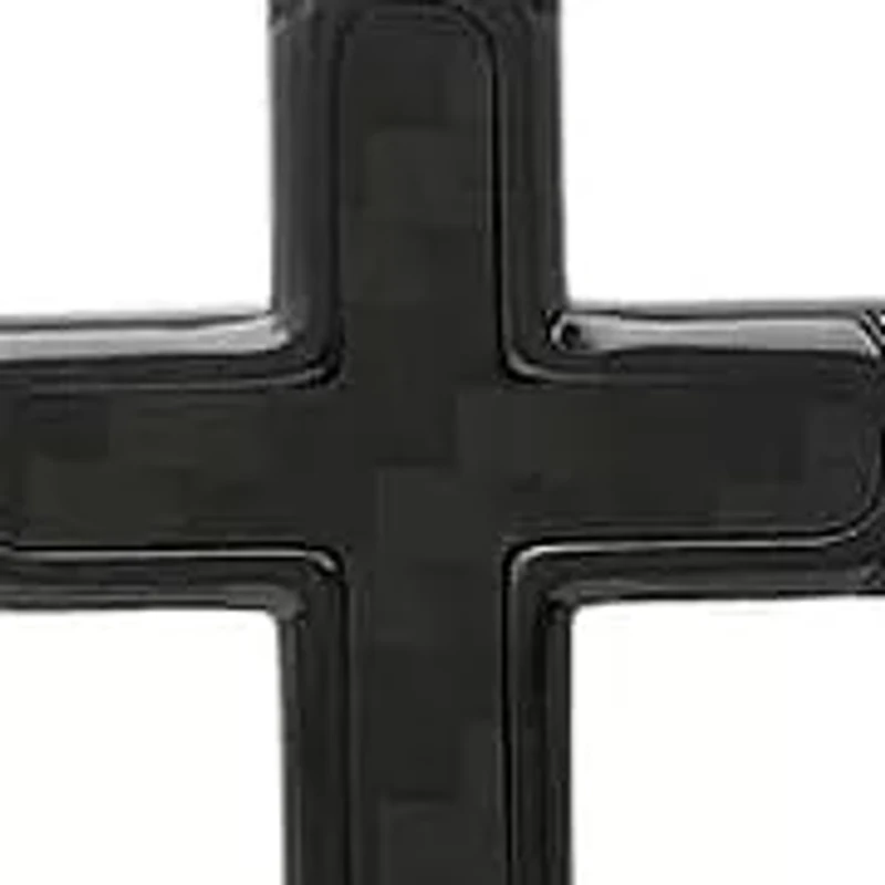 Men's black ip stainless steel and carbon fiber cross pendant