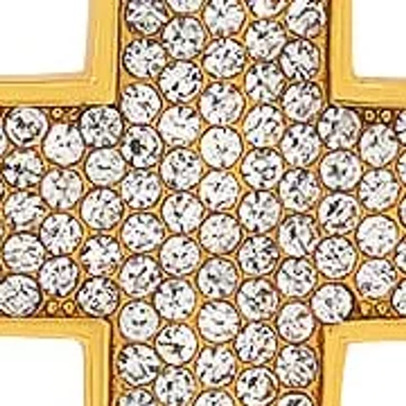 Lab Created Men's 18k gold plated stainless steel and simulated diamonds cross pendant
