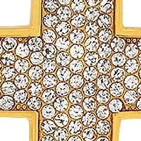 Lab Created Men's 18k gold plated stainless steel and simulated diamonds cross pendant