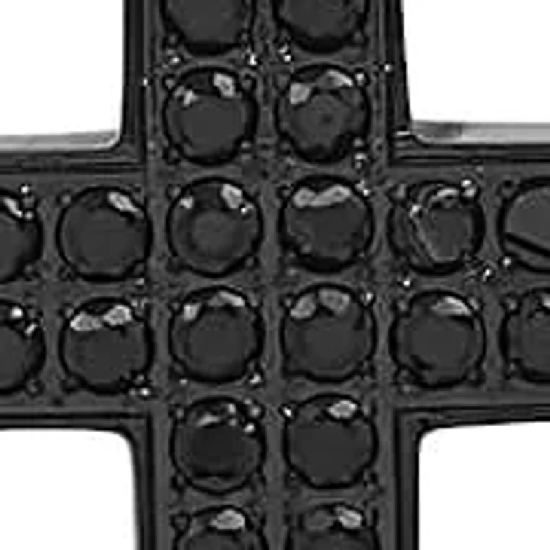 Lab Created Men's black ip stainless steel and simulated black diamonds cross pendant