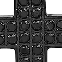Lab Created Men's black ip stainless steel and simulated black diamonds cross pendant