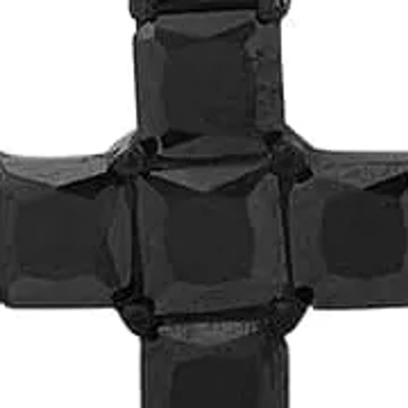 Lab Created Men's black ip stainless steel and simulated diamonds cross pendant