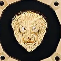 Lab Created Men's 18k gold plated stainless steel, simulated onyx and simulated black diamonds lion's head pendant