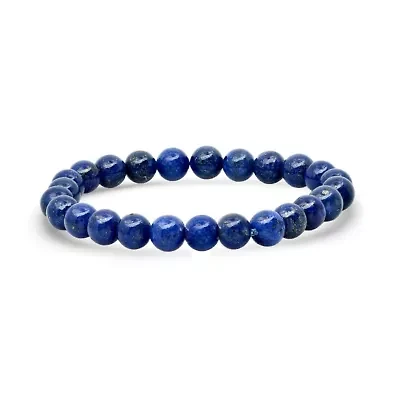 Men's blue lapis beaded stretch bracelet