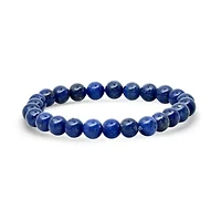 Men's blue lapis beaded stretch bracelet