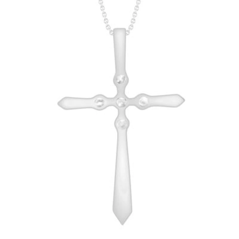 0.03ct. t.w. Diamond Cross Pendant Neckace in 10K White Gold