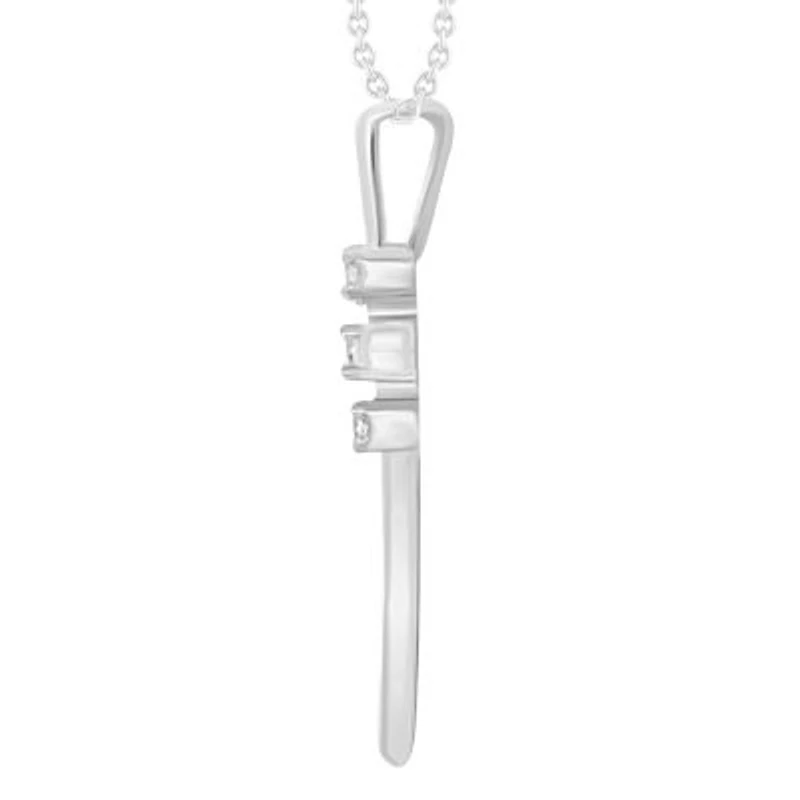 0.03ct. t.w. Diamond Cross Pendant Neckace in 10K White Gold