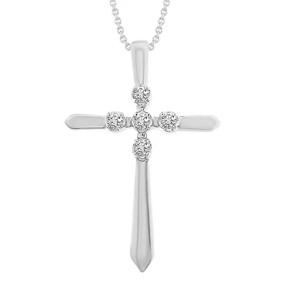 0.03ct. t.w. Diamond Cross Pendant Neckace in 10K Yellow Gold
