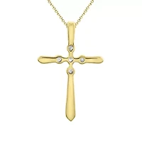 0.03ct. t.w. Diamond Cross Pendant Neckace in 10K Yellow Gold