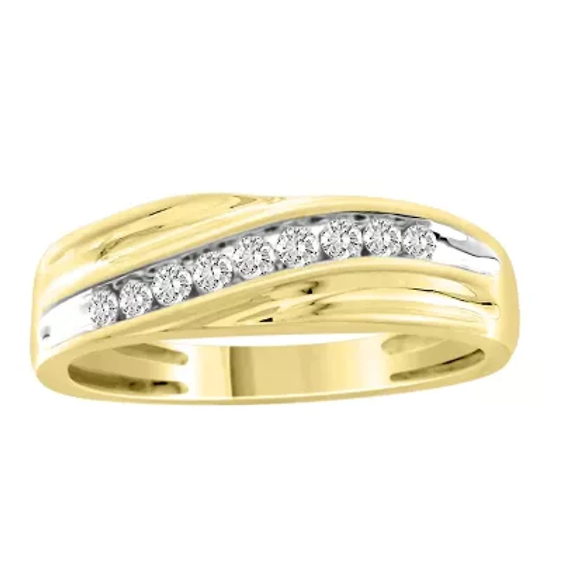 1/4ct. t.w. Diamond Satin Finish Men's Ring in 10K Yellow Gold