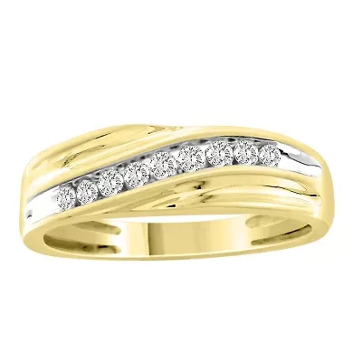 1/4ct. t.w. Diamond  Satin Finish Men's Ring in 10K Yellow Gold