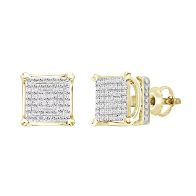 1/4ct. t.w. Crown Gallery Diamond Stud Earring in 10K Yellow Gold