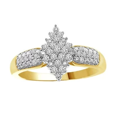 1/5ct. t.w. Diamond Cluster Ladies Ring in 10K Yellow Gold