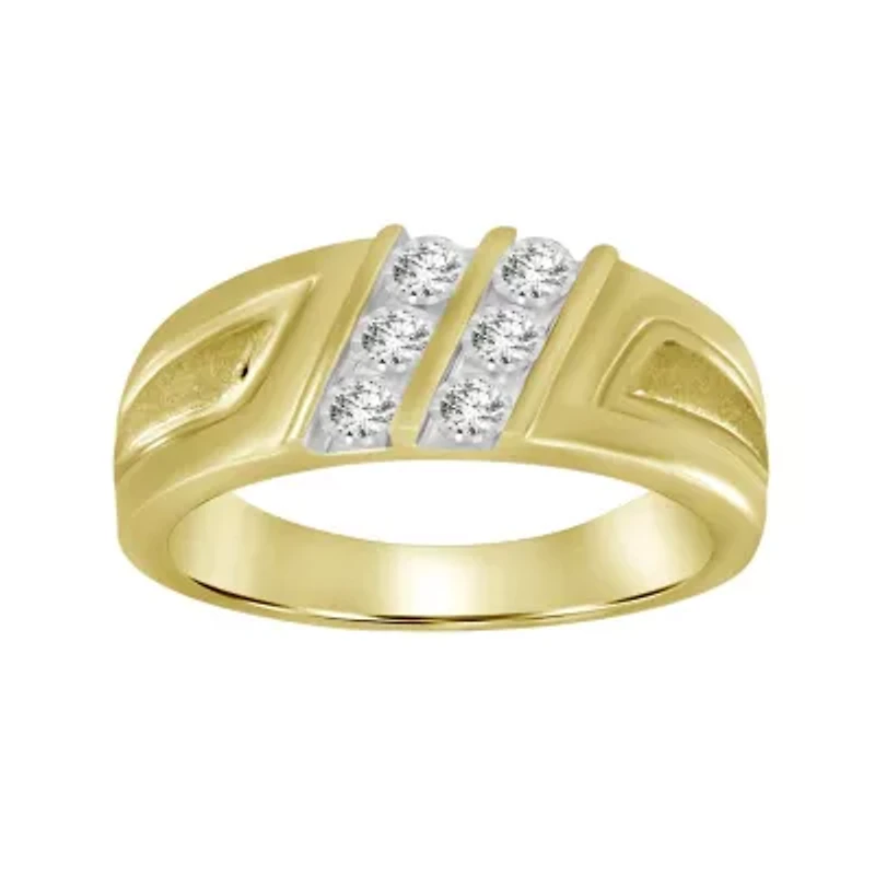 10K Yellow Gold 1/6ct Round Diamond Mens Band