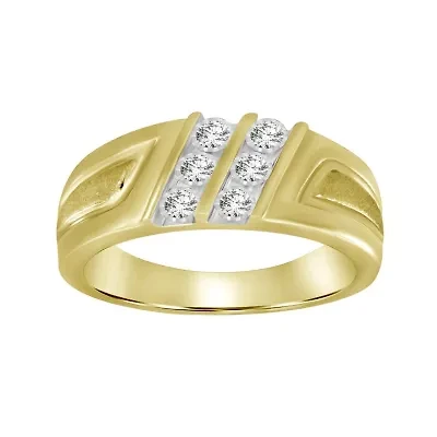 10K Yellow Gold 1/6ct Round Diamond Mens Band