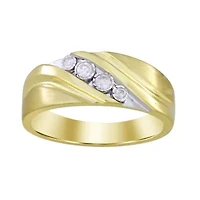 10K Yellow Gold 1/6ct Round Diamond Mens Wedding Band