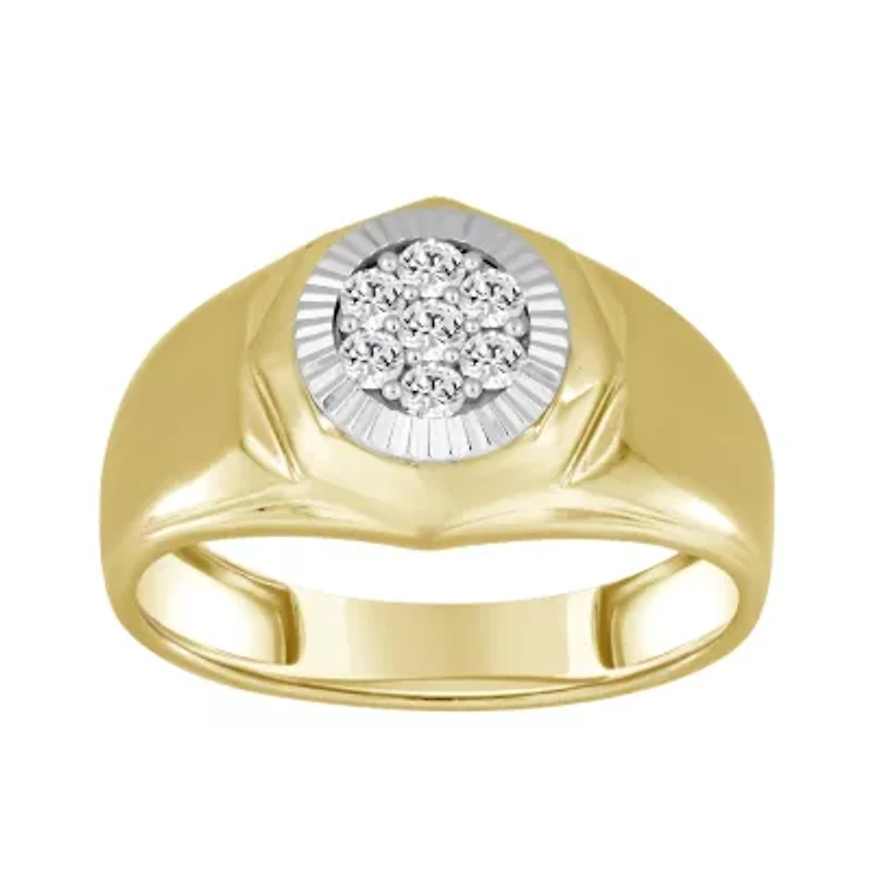 1/4ct. t.w. Diamond Men's Ring in 10K Yellow Gold With White Frame