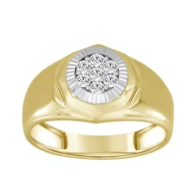 1/4ct. t.w. Diamond Men's Ring in 10K Yellow Gold With White Frame