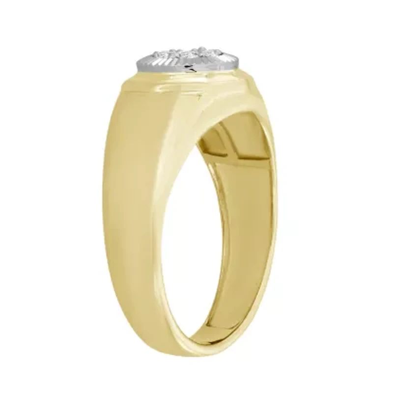 1/4ct. t.w. Diamond Men's Ring in 10K Yellow Gold With White Frame
