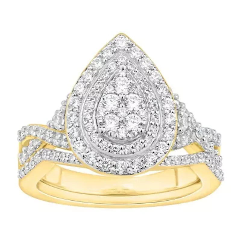 14K Yellow Gold 1.00 ct Round Diamond Ladies Bridal Set
