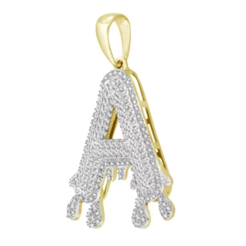 1/3ct. t.w. Diamond "A" Initial Men's Charm in 10K Yellow Gold