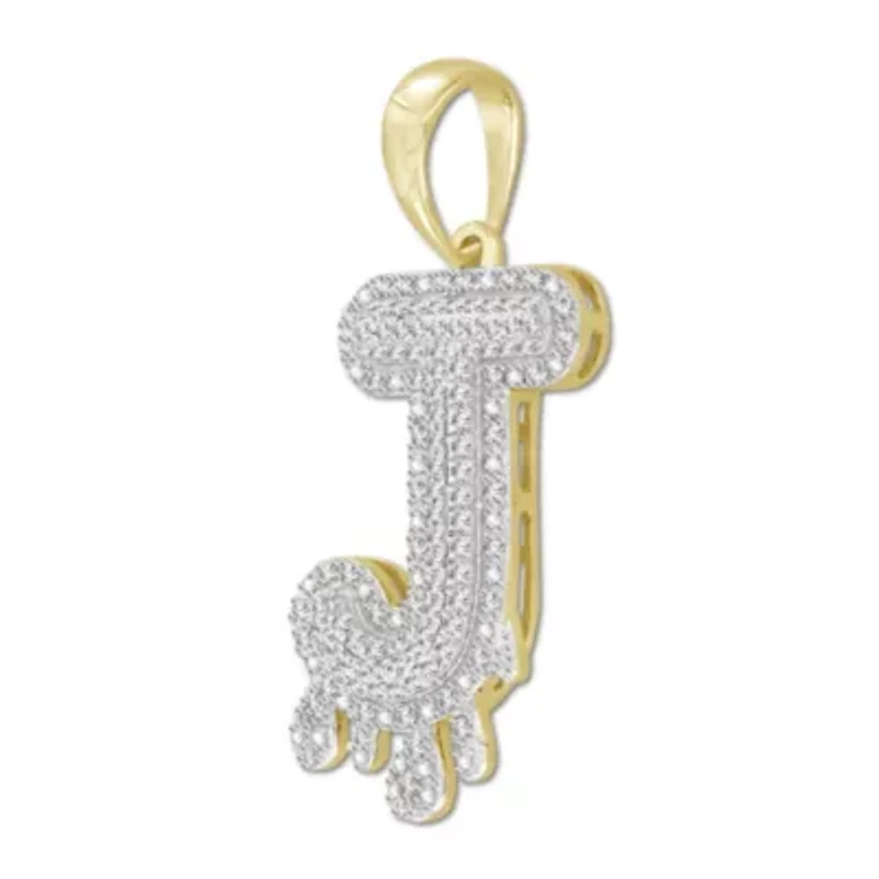 1/3ct. t.w. Diamond "J" Initial Men's Charm in 10K Yellow Gold