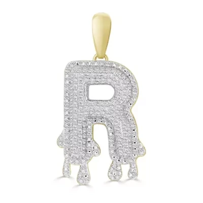 1/3ct. t.w. Diamond "R" Initial Men's Charm in 10K Yellow Gold