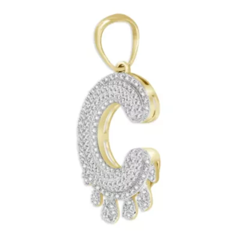 1/3ct. t.w. Diamond "K" Initial Men's Charm in 10K Yellow Gold