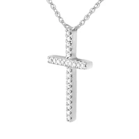 1/10ct. t.w. Diamond Cross Pendant Neckace in 10K White Gold