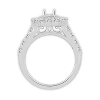 14K White Gold 1 5/8ct Round/Emerald Diamond Ladies Ring