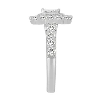 14K White Gold 1 5/8ct Round/Emerald Diamond Ladies Ring
