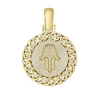 1/2ct. t.w. Diamond Hamsa Men's Charm in 10K Yellow Gold