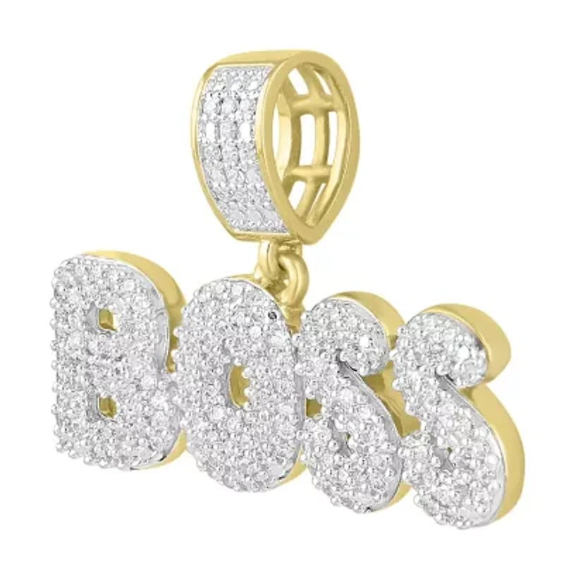 1/2ct. t.w. Diamond Boss Men's Charm in 10K Yellow Gold