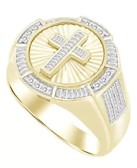 10K Yellow Gold 1/2ct Round & Baguette Diamond Mens Ring