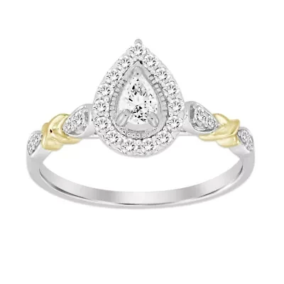 10K Two Tone Gold 0.38ct Round Diamond Ladies Ring