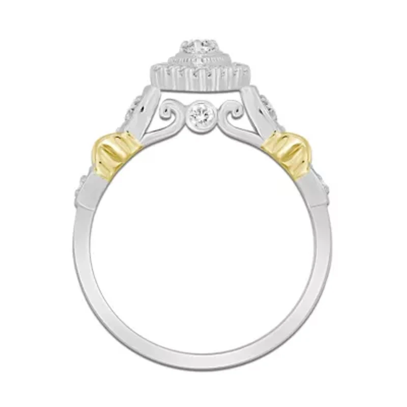 10K Two Tone Gold 0.38ct Round Diamond Ladies Ring