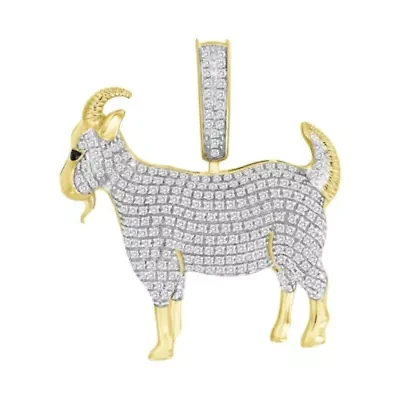 1/2ct. t.w. Diamond Goat Men's Charm in 10K Yellow Gold